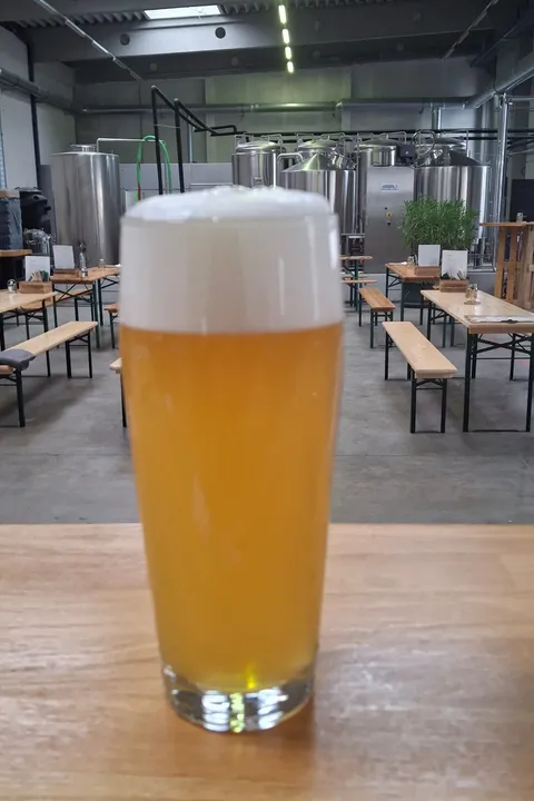 Frisch gezapftes Hawara im Glas in der Braustube