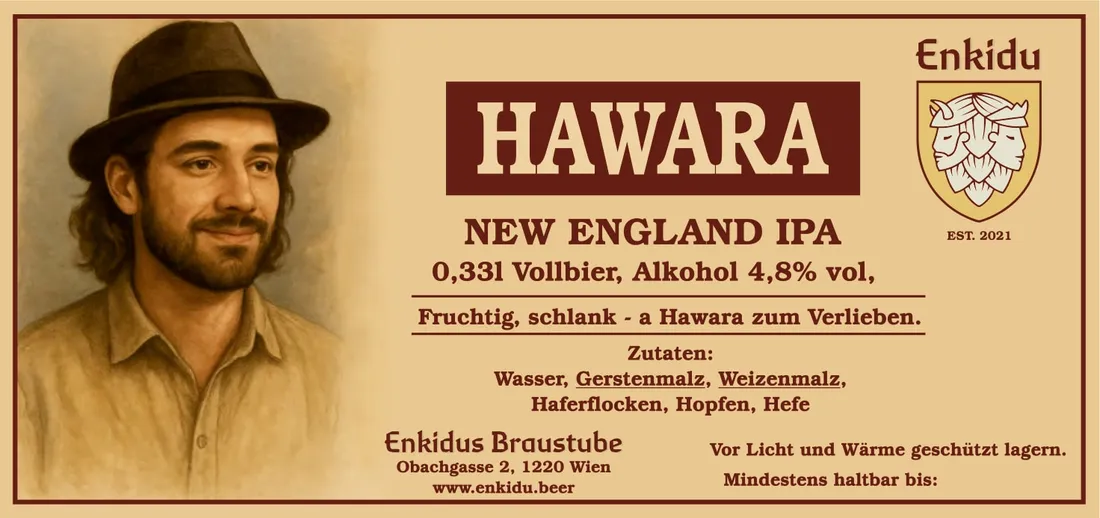 Etikett Hawara: New England · Hazy IPA, 4,8 %